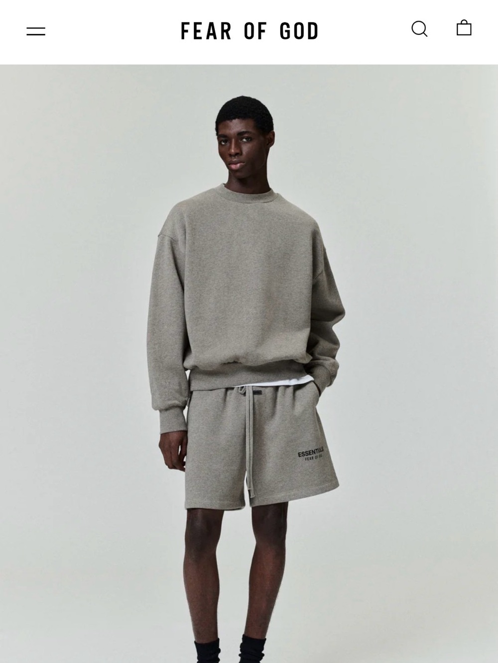 Fear of God Essentials Gray Drawstring Logo Athletic Shorts